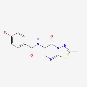 molecular formula C13H9FN4O2S B5183018 4-fluoro-N-(2-methyl-5-oxo-5H-[1,3,4]thiadiazolo[3,2-a]pyrimidin-6-yl)benzamide 