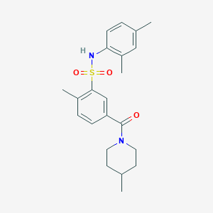 molecular formula C22H28N2O3S B5183019 N-(2,4-dimethylphenyl)-2-methyl-5-[(4-methyl-1-piperidinyl)carbonyl]benzenesulfonamide 