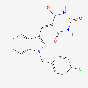 molecular formula C20H14ClN3O3 B5183023 5-{[1-(4-chlorobenzyl)-1H-indol-3-yl]methylene}-2,4,6(1H,3H,5H)-pyrimidinetrione 