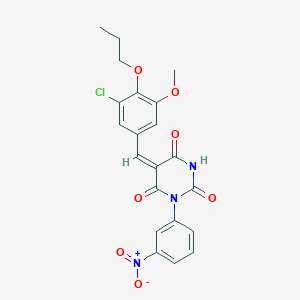 molecular formula C21H18ClN3O7 B5183034 5-(3-chloro-5-methoxy-4-propoxybenzylidene)-1-(3-nitrophenyl)-2,4,6(1H,3H,5H)-pyrimidinetrione 