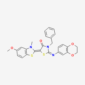 molecular formula C27H23N3O4S2 B5183077 3-benzyl-2-(2,3-dihydro-1,4-benzodioxin-6-ylimino)-5-(5-methoxy-3-methyl-1,3-benzothiazol-2(3H)-ylidene)-1,3-thiazolidin-4-one 