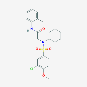 molecular formula C22H27ClN2O4S B5183121 N~2~-[(3-chloro-4-methoxyphenyl)sulfonyl]-N~2~-cyclohexyl-N~1~-(2-methylphenyl)glycinamide 