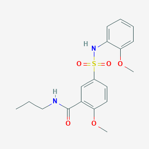 molecular formula C18H22N2O5S B5183143 2-methoxy-5-{[(2-methoxyphenyl)amino]sulfonyl}-N-propylbenzamide 