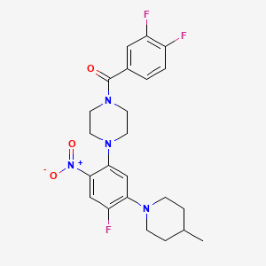 molecular formula C23H25F3N4O3 B5183166 1-(3,4-difluorobenzoyl)-4-[4-fluoro-5-(4-methyl-1-piperidinyl)-2-nitrophenyl]piperazine 