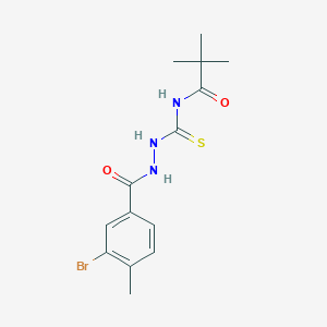 N-{[2-(3-bromo-4-methylbenzoyl)hydrazino]carbonothioyl}-2,2-dimethylpropanamide