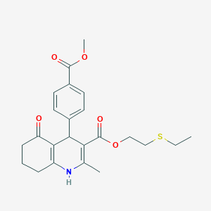 molecular formula C23H27NO5S B5183176 2-(ethylthio)ethyl 4-[4-(methoxycarbonyl)phenyl]-2-methyl-5-oxo-1,4,5,6,7,8-hexahydro-3-quinolinecarboxylate 