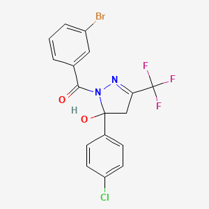 molecular formula C17H11BrClF3N2O2 B5183255 1-(3-bromobenzoyl)-5-(4-chlorophenyl)-3-(trifluoromethyl)-4,5-dihydro-1H-pyrazol-5-ol 
