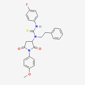 molecular formula C26H24FN3O3S B5183268 N'-(4-fluorophenyl)-N-[1-(4-methoxyphenyl)-2,5-dioxo-3-pyrrolidinyl]-N-(2-phenylethyl)thiourea 