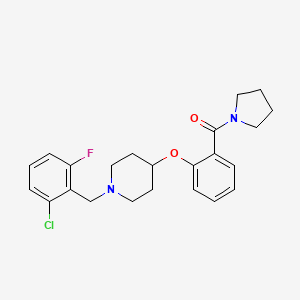 molecular formula C23H26ClFN2O2 B5183296 1-(2-chloro-6-fluorobenzyl)-4-[2-(1-pyrrolidinylcarbonyl)phenoxy]piperidine 