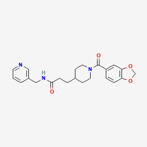 molecular formula C22H25N3O4 B5183317 3-[1-(1,3-benzodioxol-5-ylcarbonyl)-4-piperidinyl]-N-(3-pyridinylmethyl)propanamide 