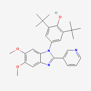 molecular formula C28H33N3O3 B5183383 2,6-di-tert-butyl-4-[5,6-dimethoxy-2-(3-pyridinyl)-1H-benzimidazol-1-yl]phenol 
