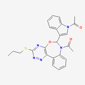 7-acetyl-6-(1-acetyl-1H-indol-3-yl)-3-(propylthio)-6,7-dihydro[1,2,4]triazino[5,6-d][3,1]benzoxazepine