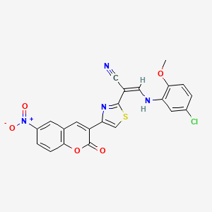 3-[(5-chloro-2-methoxyphenyl)amino]-2-[4-(6-nitro-2-oxo-2H-chromen-3-yl)-1,3-thiazol-2-yl]acrylonitrile