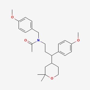 molecular formula C27H37NO4 B5183467 N-[3-(2,2-dimethyltetrahydro-2H-pyran-4-yl)-3-(4-methoxyphenyl)propyl]-N-(4-methoxybenzyl)acetamide 