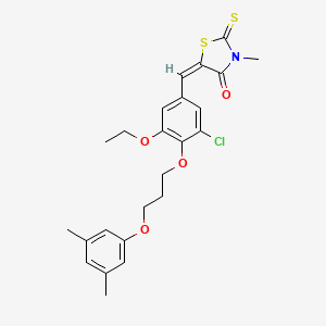 molecular formula C24H26ClNO4S2 B5183555 5-{3-chloro-4-[3-(3,5-dimethylphenoxy)propoxy]-5-ethoxybenzylidene}-3-methyl-2-thioxo-1,3-thiazolidin-4-one 