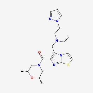 molecular formula C20H28N6O2S B5183573 N-[(6-{[(2R*,6S*)-2,6-dimethyl-4-morpholinyl]carbonyl}imidazo[2,1-b][1,3]thiazol-5-yl)methyl]-N-ethyl-2-(1H-pyrazol-1-yl)ethanamine 