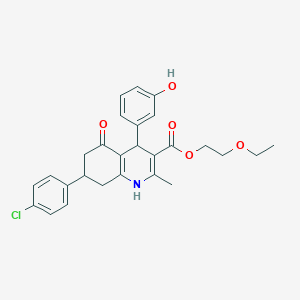 molecular formula C27H28ClNO5 B5183585 2-ethoxyethyl 7-(4-chlorophenyl)-4-(3-hydroxyphenyl)-2-methyl-5-oxo-1,4,5,6,7,8-hexahydro-3-quinolinecarboxylate 