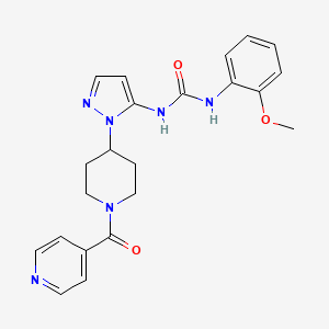 molecular formula C22H24N6O3 B5183661 N-[1-(1-isonicotinoyl-4-piperidinyl)-1H-pyrazol-5-yl]-N'-(2-methoxyphenyl)urea 