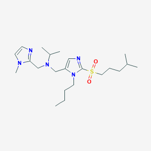 molecular formula C22H39N5O2S B5183668 ({1-butyl-2-[(4-methylpentyl)sulfonyl]-1H-imidazol-5-yl}methyl)isopropyl[(1-methyl-1H-imidazol-2-yl)methyl]amine 