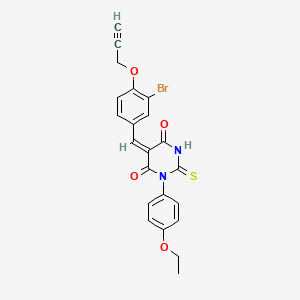 molecular formula C22H17BrN2O4S B5183680 5-[3-bromo-4-(2-propyn-1-yloxy)benzylidene]-1-(4-ethoxyphenyl)-2-thioxodihydro-4,6(1H,5H)-pyrimidinedione 