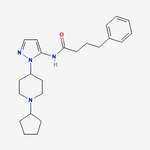 molecular formula C23H32N4O B5183723 N-[1-(1-cyclopentyl-4-piperidinyl)-1H-pyrazol-5-yl]-4-phenylbutanamide 