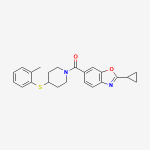 molecular formula C23H24N2O2S B5183724 2-cyclopropyl-6-({4-[(2-methylphenyl)thio]-1-piperidinyl}carbonyl)-1,3-benzoxazole 