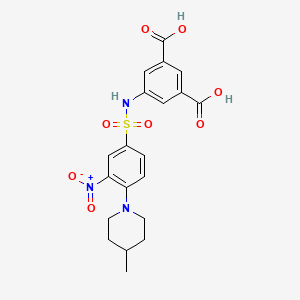 molecular formula C20H21N3O8S B5183770 5-({[4-(4-methyl-1-piperidinyl)-3-nitrophenyl]sulfonyl}amino)isophthalic acid 