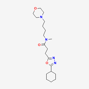 molecular formula C20H34N4O3 B5183842 3-(5-cyclohexyl-1,3,4-oxadiazol-2-yl)-N-methyl-N-[4-(4-morpholinyl)butyl]propanamide 