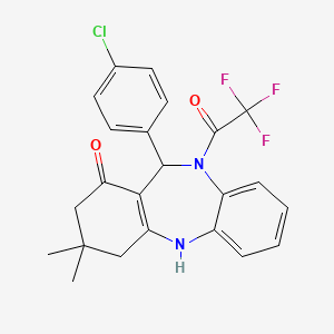 molecular formula C23H20ClF3N2O2 B5183892 11-(4-chlorophenyl)-3,3-dimethyl-10-(trifluoroacetyl)-2,3,4,5,10,11-hexahydro-1H-dibenzo[b,e][1,4]diazepin-1-one 
