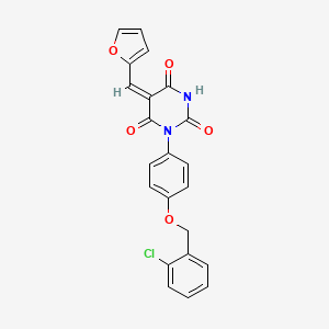 molecular formula C22H15ClN2O5 B5183963 1-{4-[(2-chlorobenzyl)oxy]phenyl}-5-(2-furylmethylene)-2,4,6(1H,3H,5H)-pyrimidinetrione 