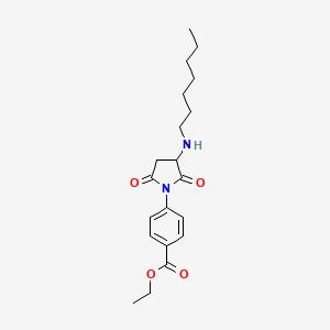 molecular formula C20H28N2O4 B5183986 ethyl 4-[3-(heptylamino)-2,5-dioxo-1-pyrrolidinyl]benzoate 