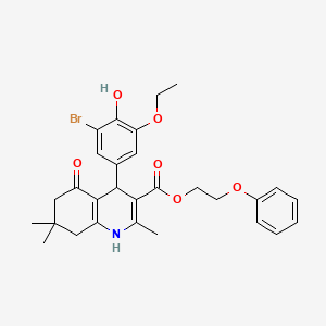 molecular formula C29H32BrNO6 B5184012 2-phenoxyethyl 4-(3-bromo-5-ethoxy-4-hydroxyphenyl)-2,7,7-trimethyl-5-oxo-1,4,5,6,7,8-hexahydro-3-quinolinecarboxylate 