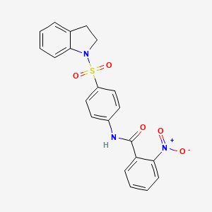molecular formula C21H17N3O5S B5184024 N-[4-(2,3-dihydro-1H-indol-1-ylsulfonyl)phenyl]-2-nitrobenzamide 