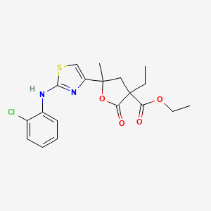 molecular formula C19H21ClN2O4S B5184039 ethyl 5-{2-[(2-chlorophenyl)amino]-1,3-thiazol-4-yl}-3-ethyl-5-methyl-2-oxotetrahydro-3-furancarboxylate 