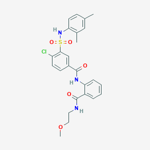 molecular formula C25H26ClN3O5S B5184040 4-chloro-3-{[(2,4-dimethylphenyl)amino]sulfonyl}-N-(2-{[(2-methoxyethyl)amino]carbonyl}phenyl)benzamide 