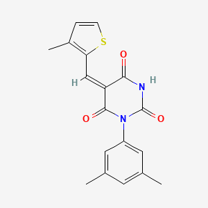 molecular formula C18H16N2O3S B5184082 1-(3,5-dimethylphenyl)-5-[(3-methyl-2-thienyl)methylene]-2,4,6(1H,3H,5H)-pyrimidinetrione 