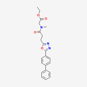 molecular formula C22H23N3O4 B5184088 ethyl N-{3-[5-(4-biphenylyl)-1,3,4-oxadiazol-2-yl]propanoyl}-N-methylglycinate 