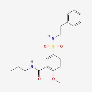 molecular formula C19H24N2O4S B5184096 2-methoxy-5-{[(2-phenylethyl)amino]sulfonyl}-N-propylbenzamide 