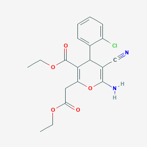 ethyl 6-amino-4-(2-chlorophenyl)-5-cyano-2-(2-ethoxy-2-oxoethyl)-4H-pyran-3-carboxylate