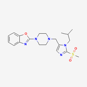 molecular formula C20H27N5O3S B5184152 2-(4-{[1-isobutyl-2-(methylsulfonyl)-1H-imidazol-5-yl]methyl}-1-piperazinyl)-1,3-benzoxazole 
