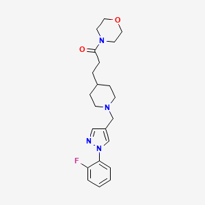 molecular formula C22H29FN4O2 B5184284 4-[3-(1-{[1-(2-fluorophenyl)-1H-pyrazol-4-yl]methyl}-4-piperidinyl)propanoyl]morpholine 