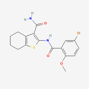 molecular formula C17H17BrN2O3S B5184292 2-[(5-bromo-2-methoxybenzoyl)amino]-4,5,6,7-tetrahydro-1-benzothiophene-3-carboxamide 