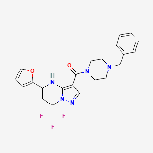 molecular formula C23H24F3N5O2 B5184320 3-[(4-benzyl-1-piperazinyl)carbonyl]-5-(2-furyl)-7-(trifluoromethyl)-4,5,6,7-tetrahydropyrazolo[1,5-a]pyrimidine 
