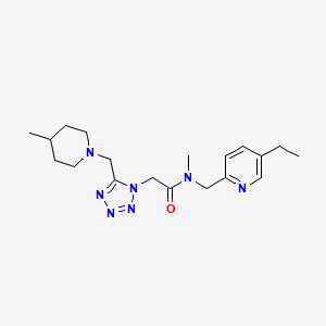 molecular formula C19H29N7O B5184325 N-[(5-ethyl-2-pyridinyl)methyl]-N-methyl-2-{5-[(4-methyl-1-piperidinyl)methyl]-1H-tetrazol-1-yl}acetamide 