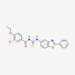 molecular formula C23H18BrN3O3S B5184333 3-bromo-4-ethoxy-N-{[(2-phenyl-1,3-benzoxazol-5-yl)amino]carbonothioyl}benzamide 