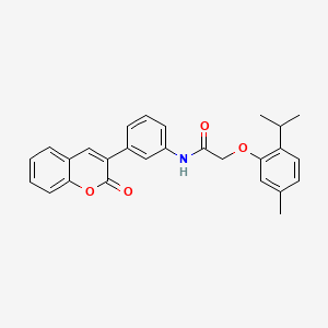 molecular formula C27H25NO4 B5184341 2-(2-isopropyl-5-methylphenoxy)-N-[3-(2-oxo-2H-chromen-3-yl)phenyl]acetamide 