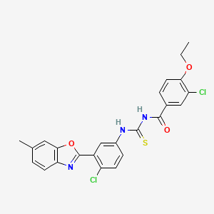 molecular formula C24H19Cl2N3O3S B5184350 3-chloro-N-({[4-chloro-3-(6-methyl-1,3-benzoxazol-2-yl)phenyl]amino}carbonothioyl)-4-ethoxybenzamide 