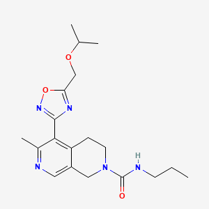 molecular formula C19H27N5O3 B5184357 5-[5-(isopropoxymethyl)-1,2,4-oxadiazol-3-yl]-6-methyl-N-propyl-3,4-dihydro-2,7-naphthyridine-2(1H)-carboxamide 