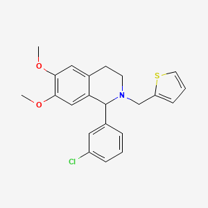 molecular formula C22H22ClNO2S B5184492 1-(3-chlorophenyl)-6,7-dimethoxy-2-(2-thienylmethyl)-1,2,3,4-tetrahydroisoquinoline 