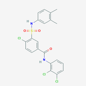 molecular formula C21H17Cl3N2O3S B5184498 4-chloro-N-(2,3-dichlorophenyl)-3-{[(3,4-dimethylphenyl)amino]sulfonyl}benzamide 